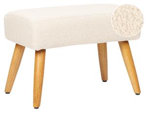 Retro stołek podnóżek boucle prostokątny drewniane nóżki beżowy Takoma Beliani