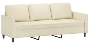 Sofa 4-osobowa z poduszkami, kremowa, sztuczna skÃ³ra