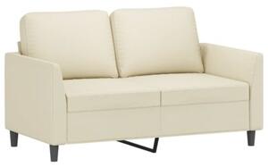 Sofa 2-osobowa z poduszkami, kremowa, sztuczna skÃ³ra