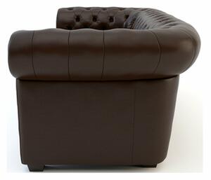 Sofa ze skóry w stylu chesterfield brązowa MANCHESTER
