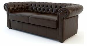 Sofa ze skóry w stylu chesterfield brązowa MANCHESTER