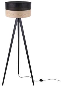 Lampa podłogowa trójnóg czarny Light Home LH Wood 1xE27 45cm abażur walec czarny/fornir F03