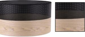 Lampa podłogowa trójnóg czarny Light Home LH Wood 1xE27 45cm abażur walec czarny/fornir F03