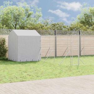 Kojec dla psa, z dachem, srebrny, 10x6x2,5m, stal galwanizowana