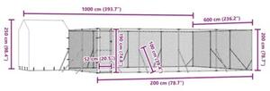 Kojec dla psa, z dachem, srebrny, 10x6x2,5m, stal galwanizowana