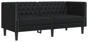 Zestaw 3-cz. wypoczynkowy chesterfield, czarny, sztuczna skÃ³ra