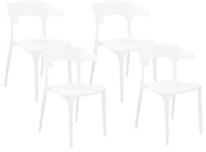 Minimalistyczny zestaw 4 krzeseł do ogrodu jadalniane plastikowe białe Gubbio Beliani