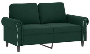 Sofa 2-osobowa z poduszkami, ciemnozielona, 120 cm, aksamit