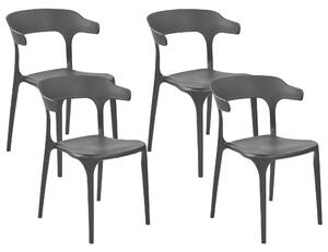 Minimalistyczny zestaw 4 krzeseł do ogrodu jadalniane plastikowe czarne Gubbio Beliani
