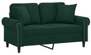 Sofa 2-osobowa z poduszkami, ciemnozielona, 120 cm, aksamit