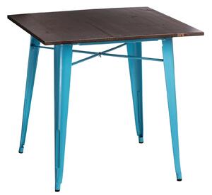 Stół Paris Wood sosna orzech/niebieski metalowy
