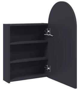Szafka łazienkowa z lustrem i LED, łukowa, szara, 42x13x70 cm