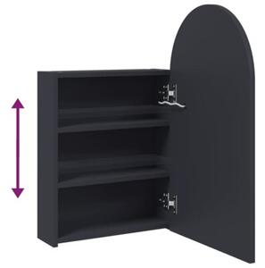 Szafka łazienkowa z lustrem i LED, łukowa, szara, 42x13x70 cm