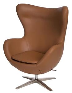 Fotel z podnóżkiem Jajo Soft skóra ekologiczna brązowy 523