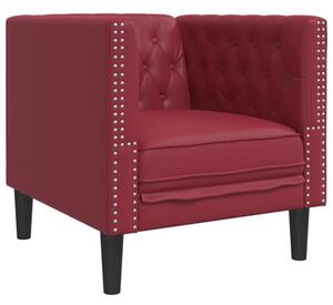 Fotel chesterfield, winna czerwieÅ, tapicerowany sztucznÄ skÃ³rÄ