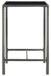 Ogrodowy stolik barowy, szary, 70x70x110 cm, rattan pe i szkło