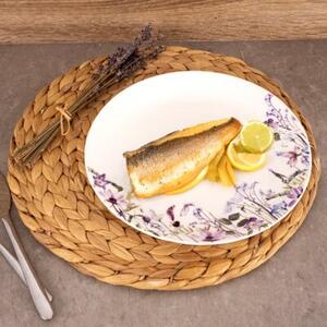 Talerz obiadowy płytki porcelanowy biały LOUKA 24 cm