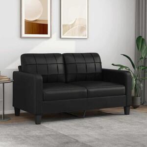 Sofa, 2-osobowa czarna, 140 cm, sztuczna skÃ³ra