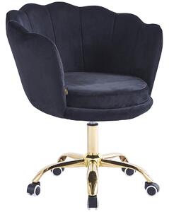MebleMWM Krzesło obrotowe muszelka DC-6099S czarny welur nogi złote