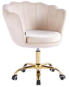 EMWOmeble Krzesło obrotowe muszelka DC-6099S beżowy welur, nogi złote