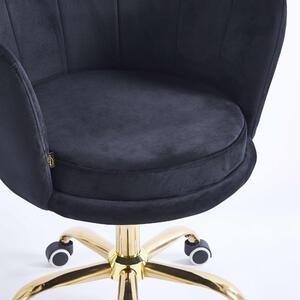 MebleMWM Krzesło obrotowe muszelka DC-6099S czarny welur nogi złote