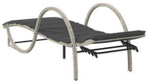 Leżak z poduszką, jasnoszary, 60x199x42 cm, polirattan