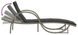 Leżak z poduszką, jasnoszary, 60x199x42 cm, polirattan