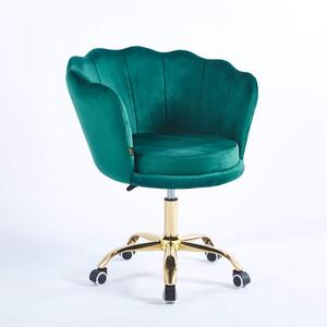MebleMWM Krzesło obrotowe muszelka DC-6099 zielony welur, nogi złote