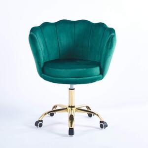 MebleMWM Krzesło obrotowe muszelka DC-6099 zielony welur, nogi złote
