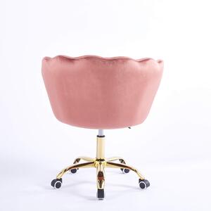 EMWOmeble Krzesło obrotowe muszelka DC-6099S różowy welur, nogi złote #44