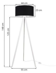 Lampa podłogowa trójnóg biały Light Home LH Gaja 1xE27 44cm abażur walec czarny