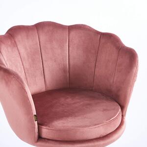 EMWOmeble Krzesło obrotowe muszelka DC-6099S różowy welur, nogi złote #44