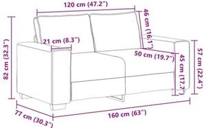Sofa 2-osobowa kremowa 120 cm tkanina