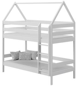 Białe skandynawskie łóżko piętrowe domek dla dzieci - Zuzu 3X 160x80 cm