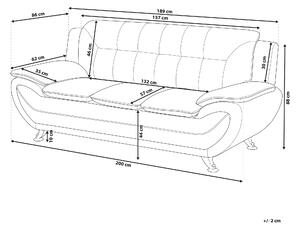 Sofa trzyosobowa ze sztucznej skóry do salonu czarna nowoczesna Leira Beliani