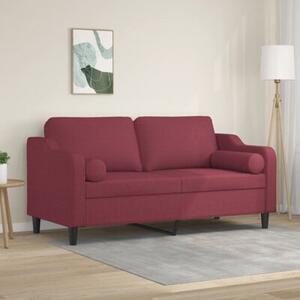 Sofa 2-osobowa z poduszkami, winna czerwieÅ, 140 cm, tkanina