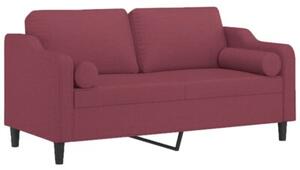 Sofa 2-osobowa z poduszkami, winna czerwieÅ, 140 cm, tkanina