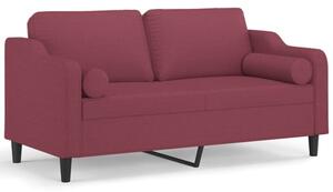 Sofa 2-osobowa z poduszkami, winna czerwieÅ, 140 cm, tkanina
