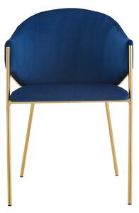 MebleMWM Krzesło Glamour DC-890 | Welur | Niebieski | Złote nogi | Outlet