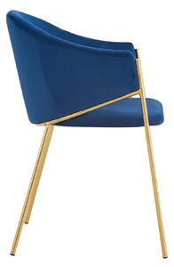 MebleMWM Krzesło Glamour DC-890 | Welur | Niebieski | Złote nogi | Outlet