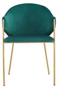 MebleMWM Krzesło Glamour zielone DC-890 welur, złote nogi
