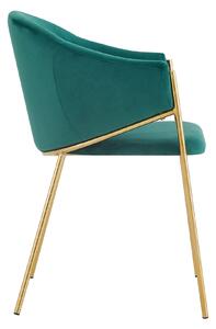 MebleMWM Krzesło Glamour zielone DC-890 welur, złote nogi