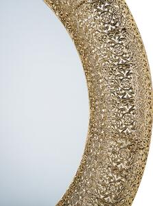 Lustro wiszące złote glam okrągłe do sypialni metalowe 80 cm Channay Beliani