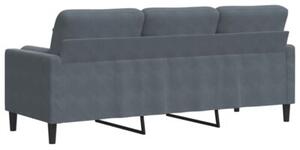 Sofa 3-osobowa z poduszkami, ciemnoszara, 180 cm, aksamit