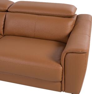 Sofa 3-osobowa skórzana kanapa w stylu retro regulowane zagłówki brązowa Narwik Beliani