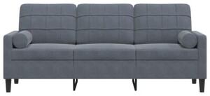 Sofa 3-osobowa z poduszkami, ciemnoszara, 180 cm, aksamit