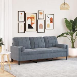 Sofa 3-osobowa z poduszkami, ciemnoszara, 180 cm, aksamit