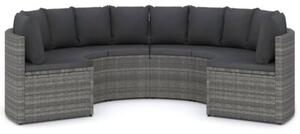 Sofa 6-częściowa do ogrodu, z poduszkami, polirattan, szara