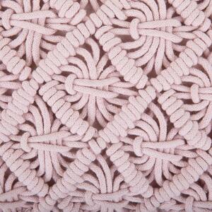 Poduszka dekoracyjna różowa bawełniana makrama 40 x 45 cm z wypełnieniem Kizkalesi Beliani