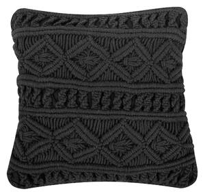 Boho poduszka dekoracyjna bawełniana makrama pleciona 45x45 cm czarna Mudanya Beliani